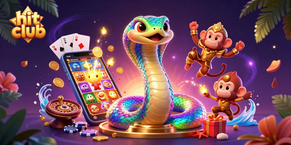 Experience the excitement of hit club in vibrant casino-themed 3D illustration with jackpot elements and dynamic characters.