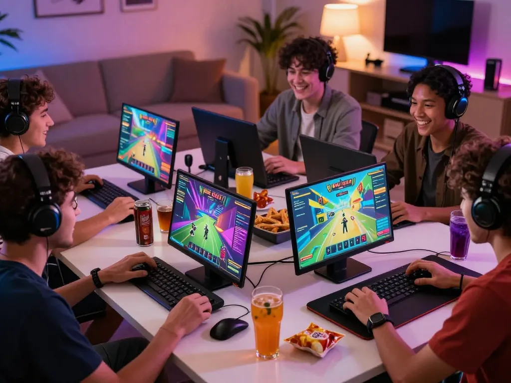Experience the thrill of tải game b52club with friends in a vibrant gaming setup.