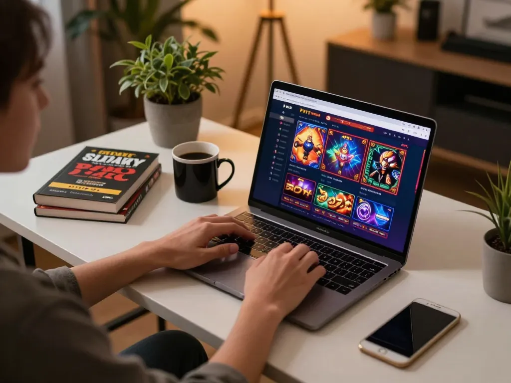 PHTAYA online casino gaming setup, featuring a vibrant interface and cozy atmosphere.