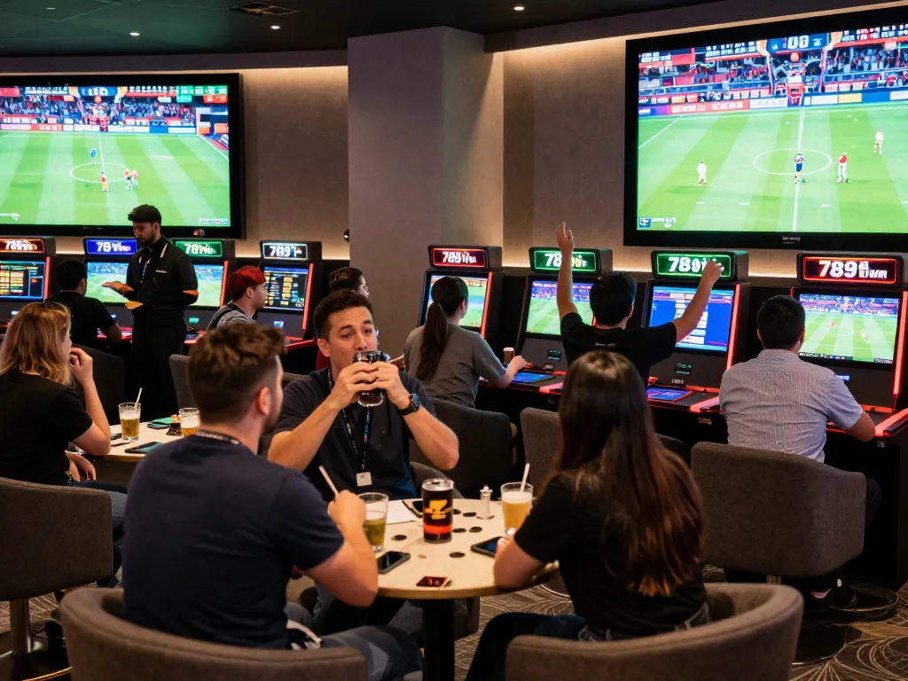 Experience the excitement of live sports betting at 789win.com with enthusiastic patrons celebrating wins