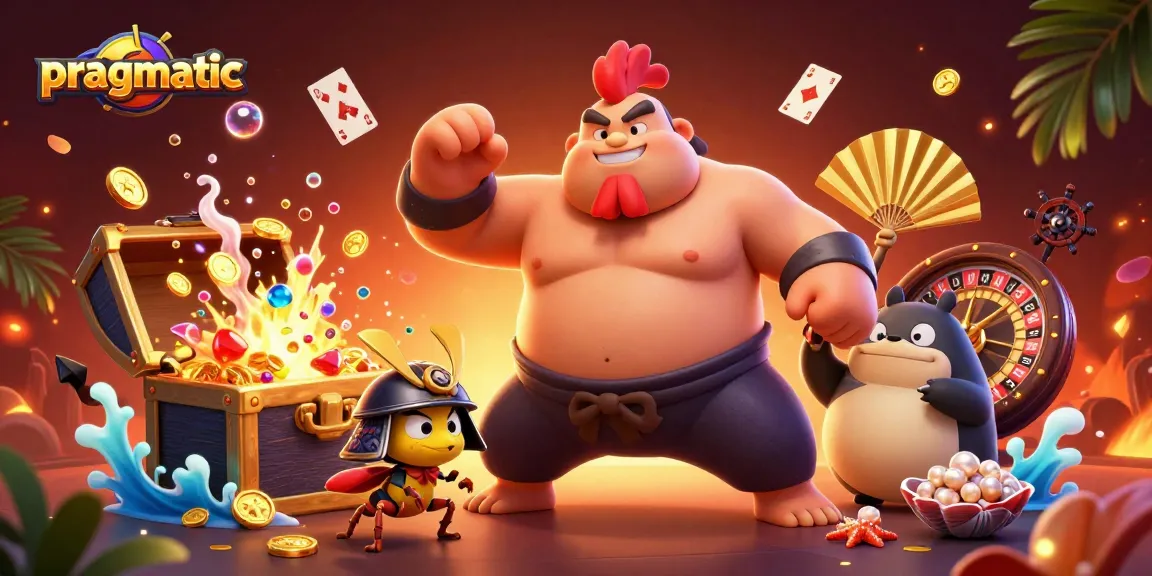 Experience pragmatic casino excitement with a powerful sumo rooster, fierce cricket, and dynamic gaming elements.
