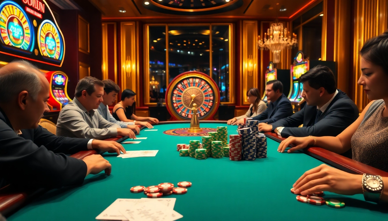 Experience strategic gambling excitement with Okking at a luxurious poker table.