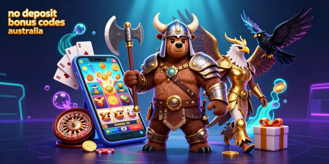 Engage with no deposit bonus codes australia while interacting with vibrant casino elements around a Viking and Valkyrie