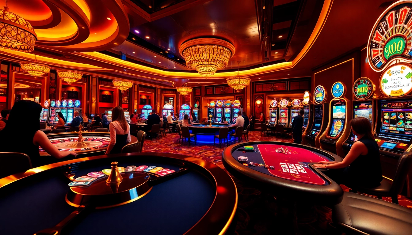 Experience the thrill of MM OO at a luxurious casino, featuring lively roulette, engaging poker tables, and vibrant slot machines.