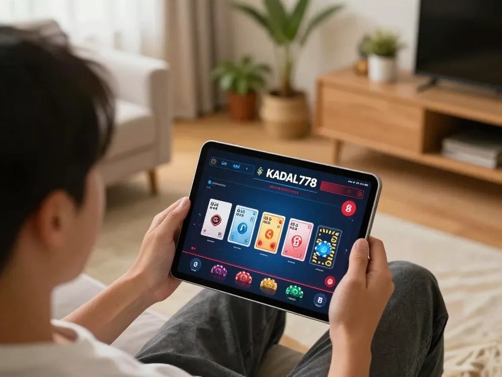 KADAL778 online gaming session showcasing tablet gameplay features in a cozy home environment