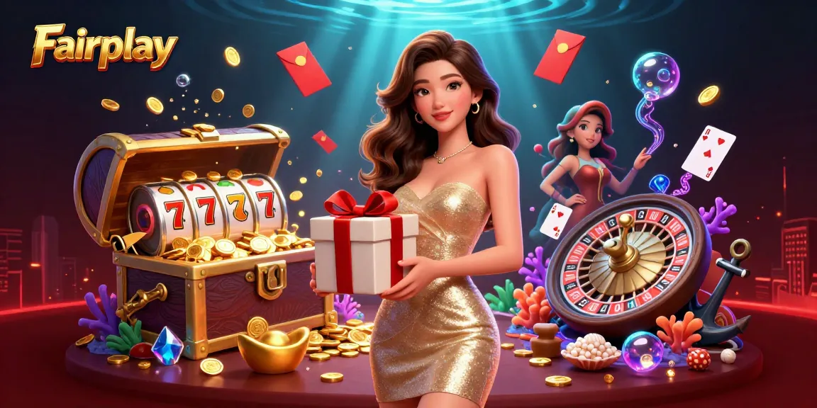 Explore Fairplay's vibrant casino world featuring slots and festive elements for an immersive experience.