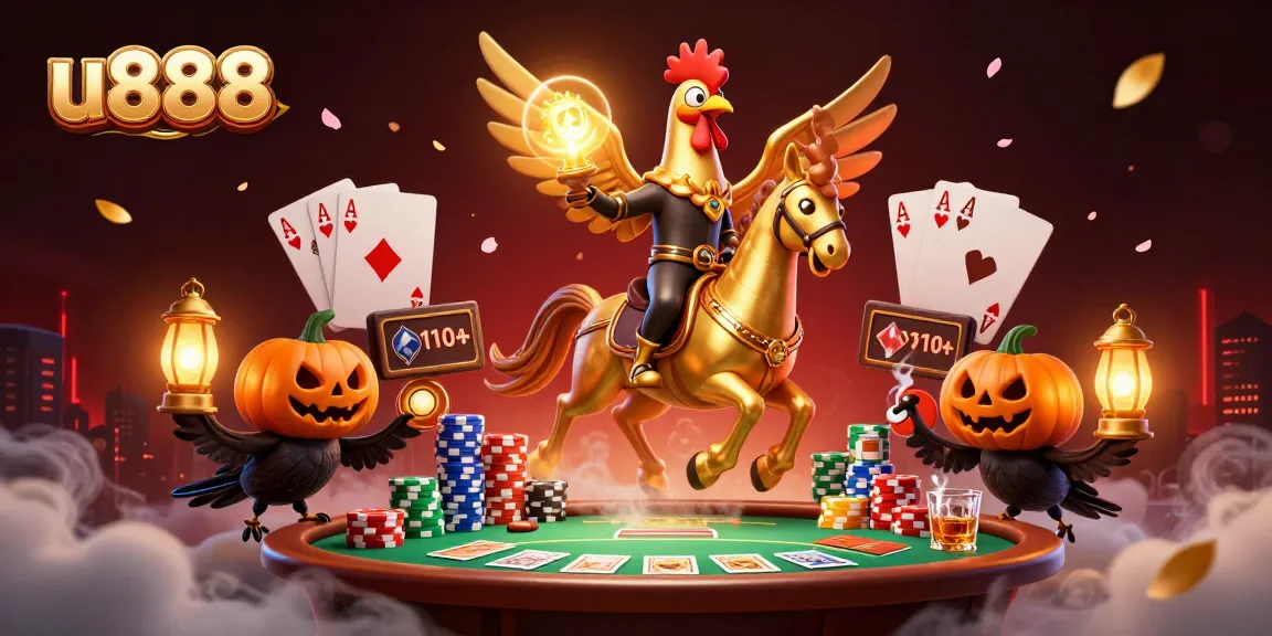 Experience excitement at u888 with a vibrant casino scene featuring dramatic poker action and mystical elements.