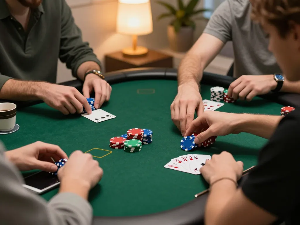 Players engage in strategic online poker gameplay on their tablet, optimizing their sunwin experience at home.