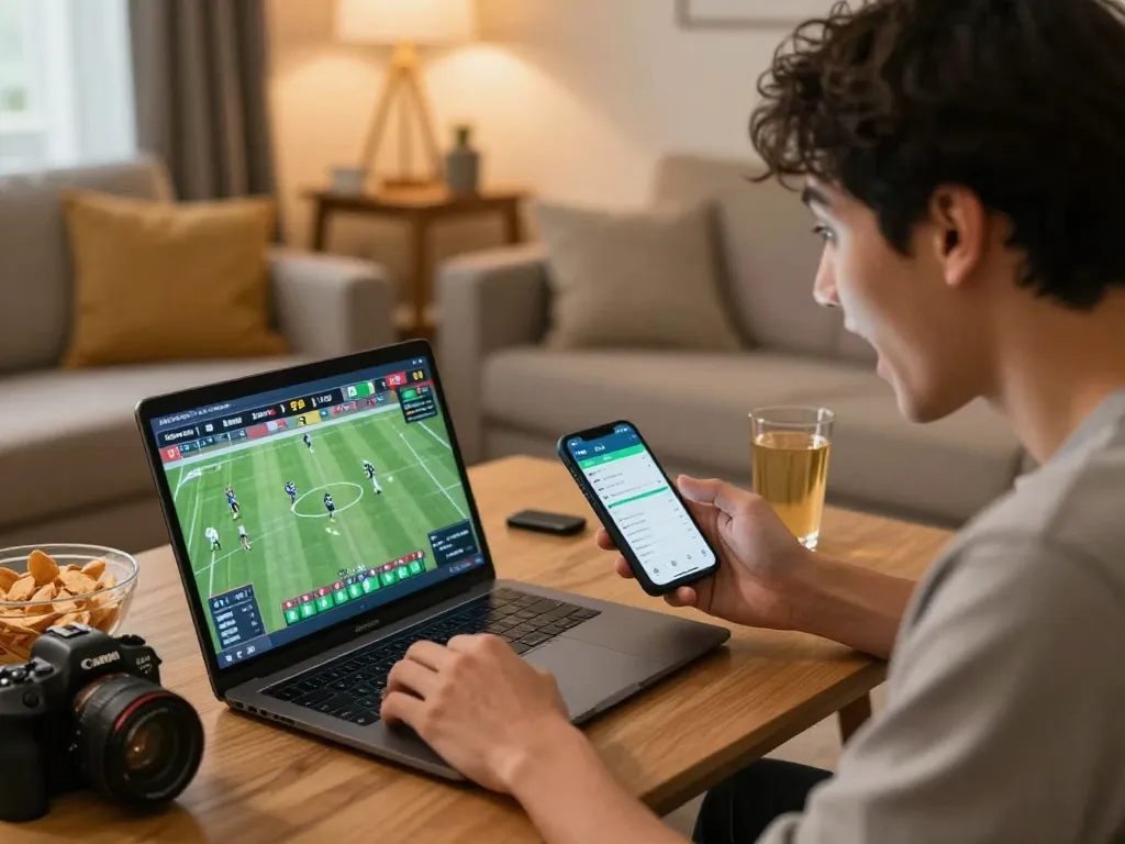 Betting with excitement on xo88 while analyzing game statistics at home.