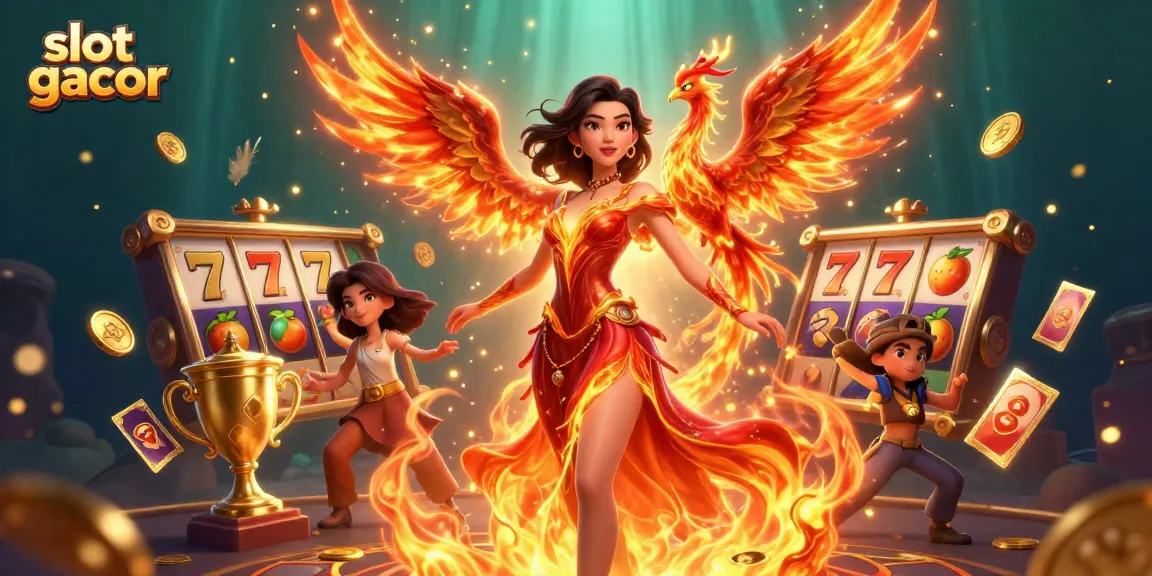 Play slot gacor with thrilling jackpots and vibrant graphics in this casino-themed illustration.