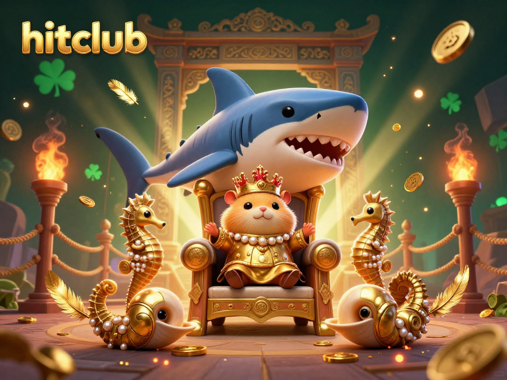 Engage in the excitement of hitclub with golden hamster king in a dynamic gambling arena.