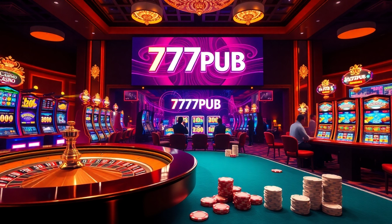 Experience the excitement of 777PUB Casino with dynamic gameplay featuring roulette and slot machines.