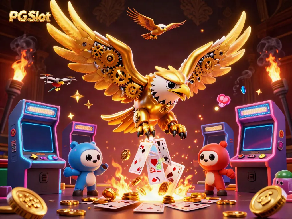 Experience the thrill of PG Slot with dynamic 3D cartoon characters in a vibrant casino setting.