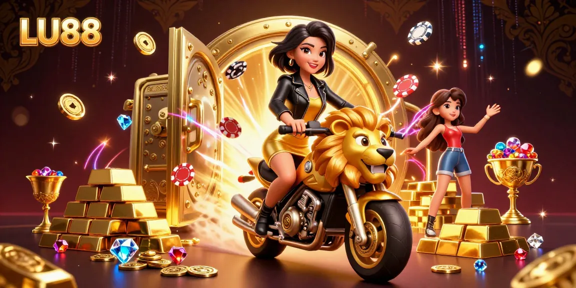 Experience thrilling gaming moments at LU88 with a dazzling illustration of fortune and adventure.
