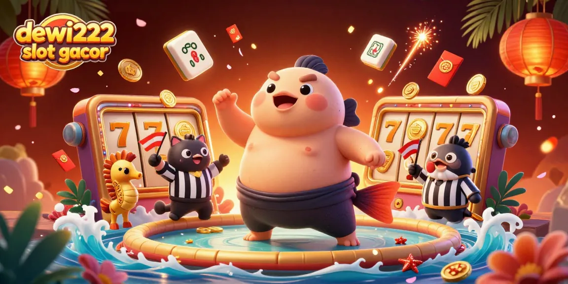 Dewi222 slot gacor illustration showcasing a playful underwater casino scene with characters and joyful game elements.