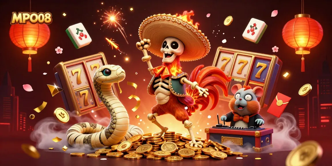 Experience thrilling gameplay with MPO08's vibrant characters celebrating on golden coins amidst rich casino elements.