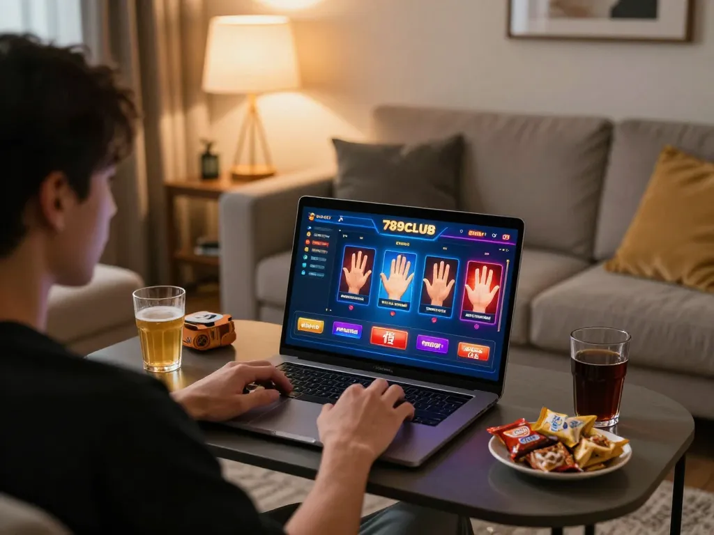 Engage with 789CLUB in an exciting online gaming session in a comfortable living room