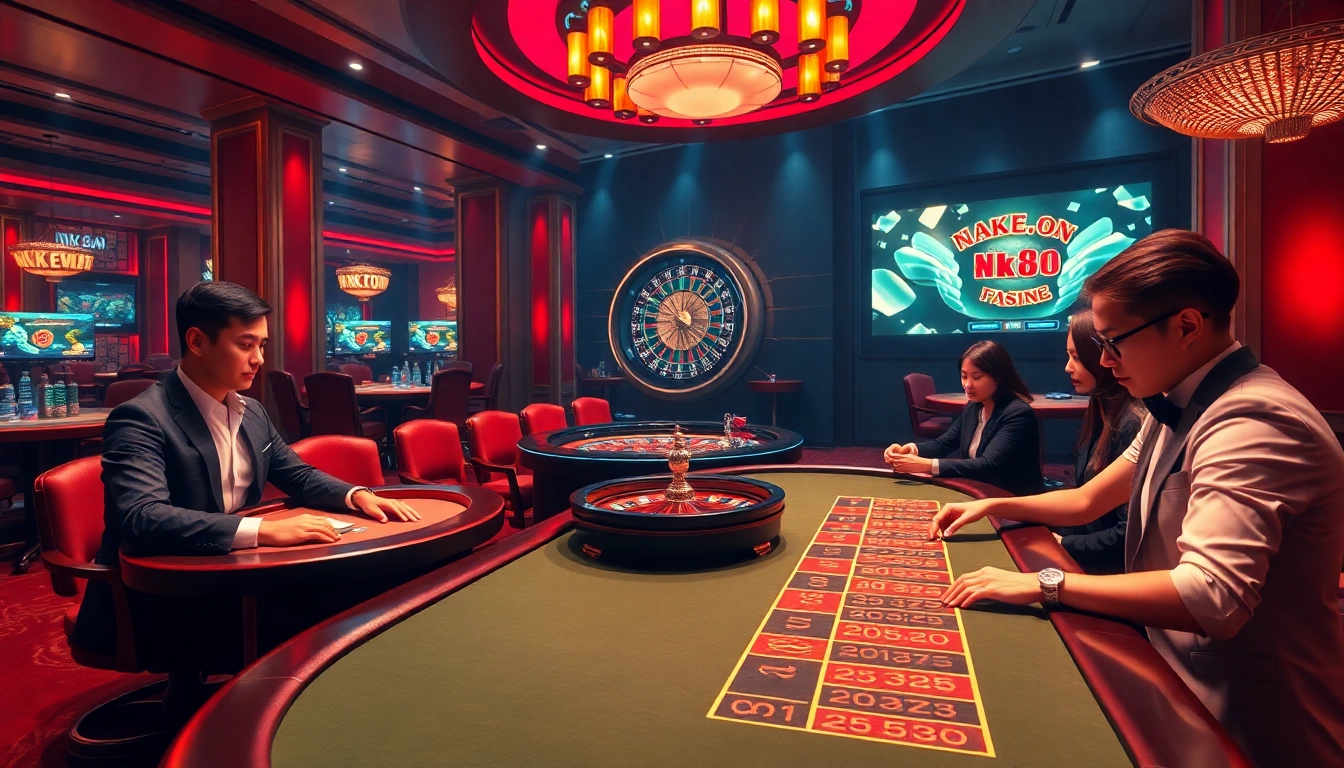 Experience the thrill of online gaming at NK88.COM with vibrant casino tables and professional dealers.