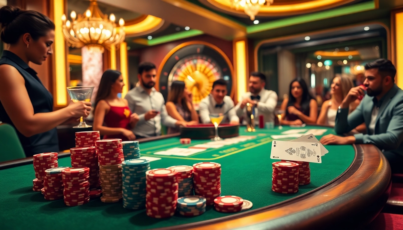 Experience thrilling poker action at qh88 casino with vibrant chips and elegant atmosphere.