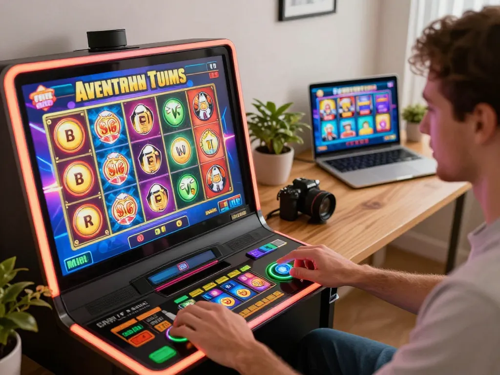 Enjoying a demo slot on a vibrant online casino, showcasing interactive gameplay and excitement.