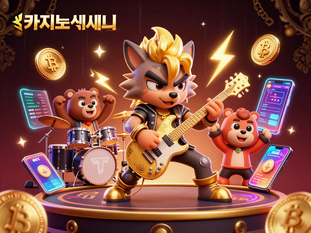 카지노사이트에서 온라인 베팅을 즐기는 캐릭터들이 등장한 화려한 일러스트
