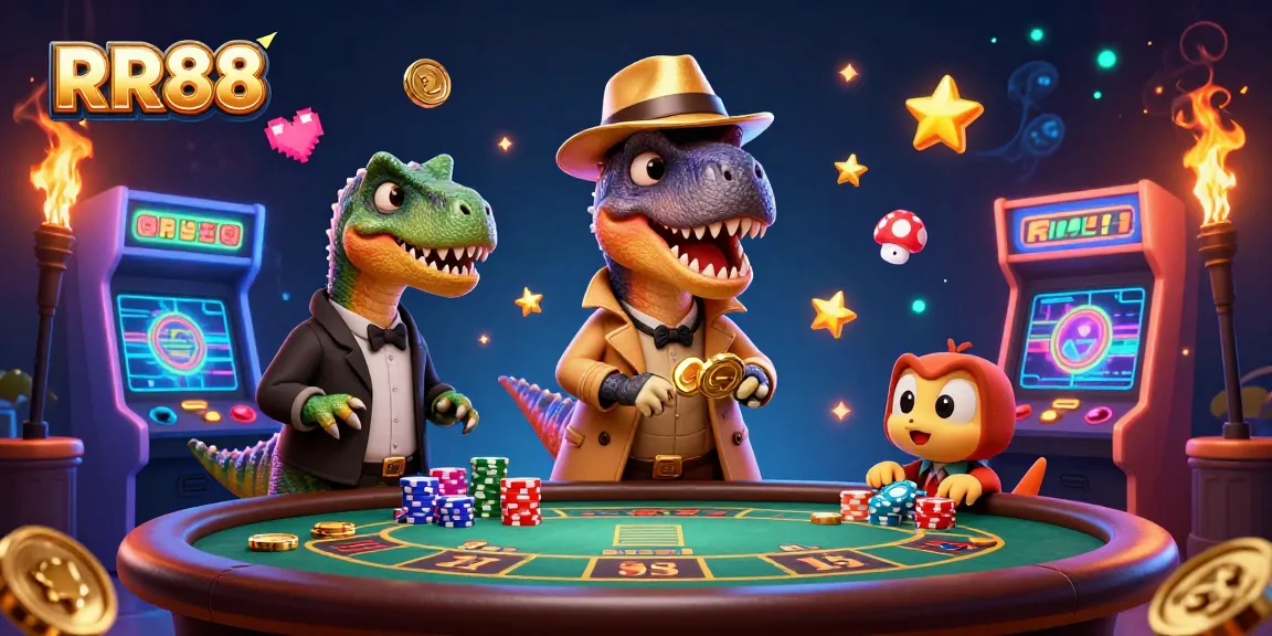 RR88's animated card counter velociraptor cleverly trying to win at blackjack