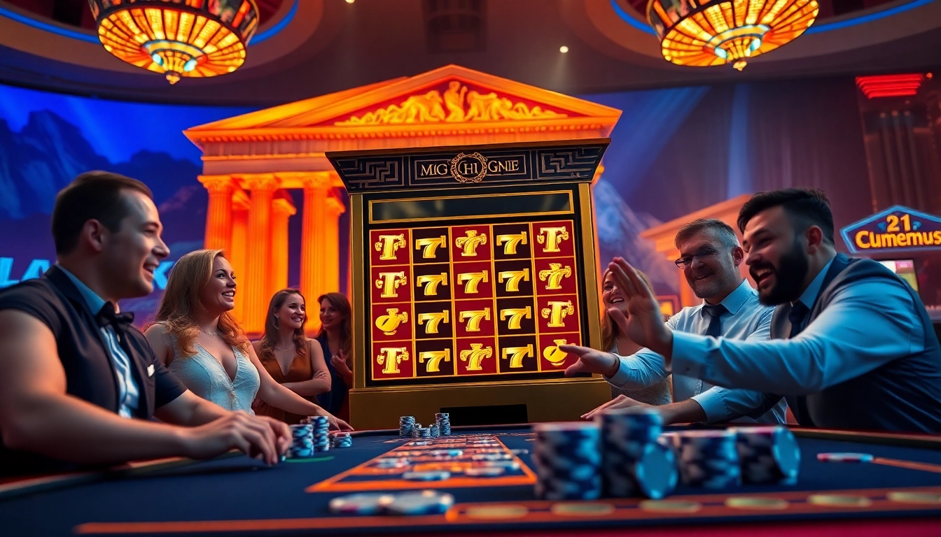 Players enjoying the slot olympus game in an opulent casino setting.