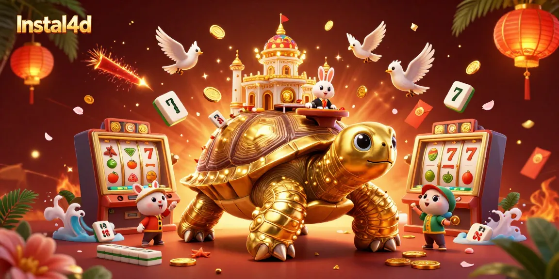 Experience thrilling gameplay at Instal4d with a vibrant casino scene featuring slots and animated characters.