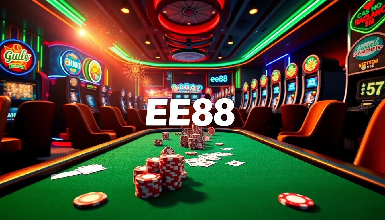 Experience the excitement of EE88 casino with vibrant poker tables and thrilling games.