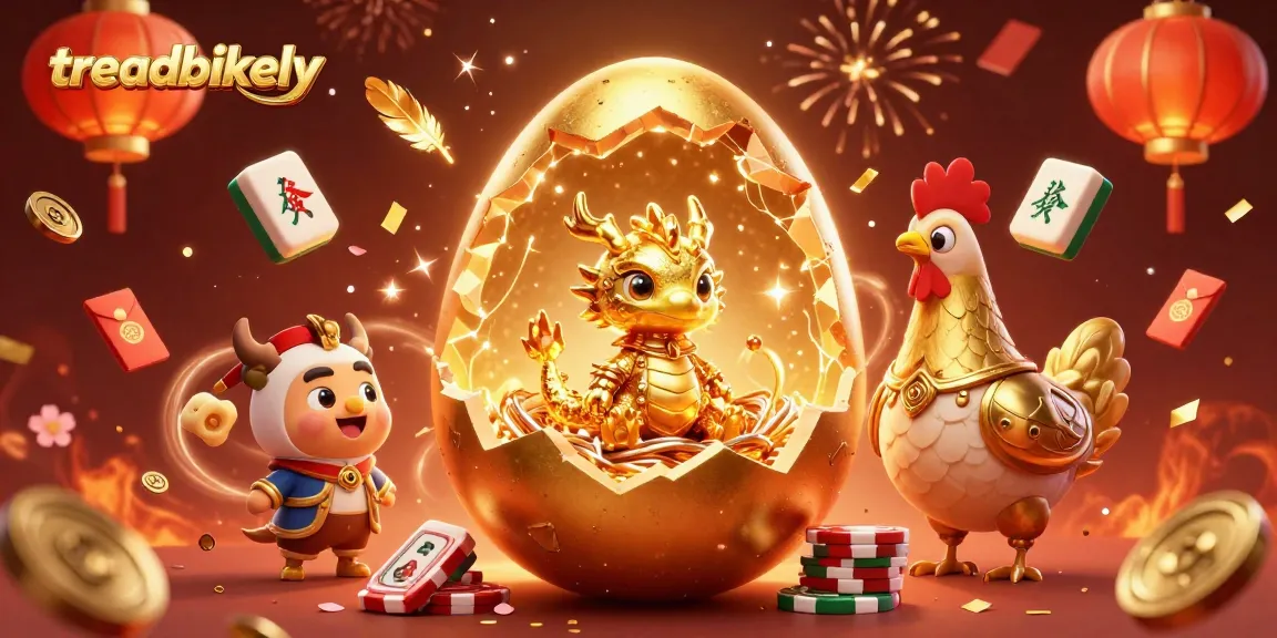 TreadBikely brings thrilling excitement with a golden egg and dragon in a vibrant casino scene.