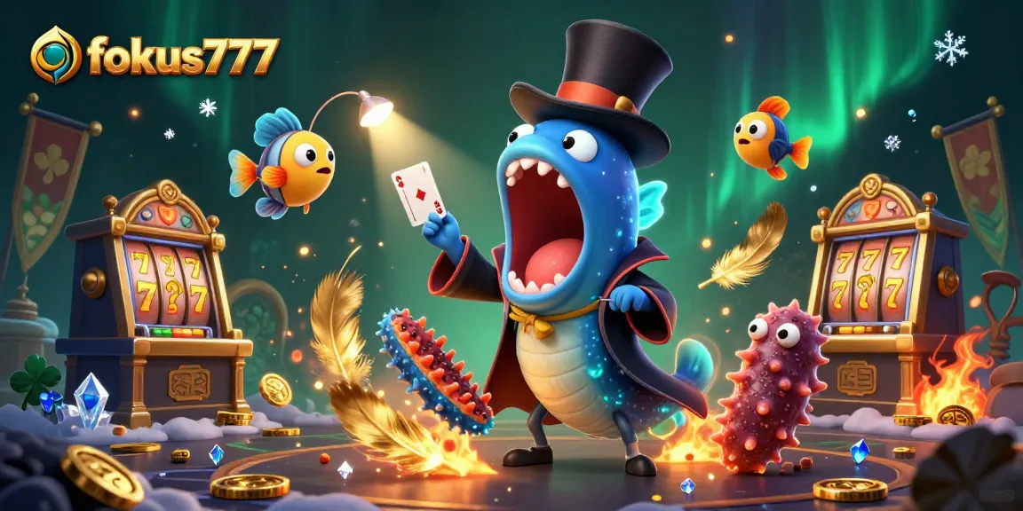 Experience the excitement of fokus777 with vibrant card tricks and immersive gaming elements in an enchanting scene.