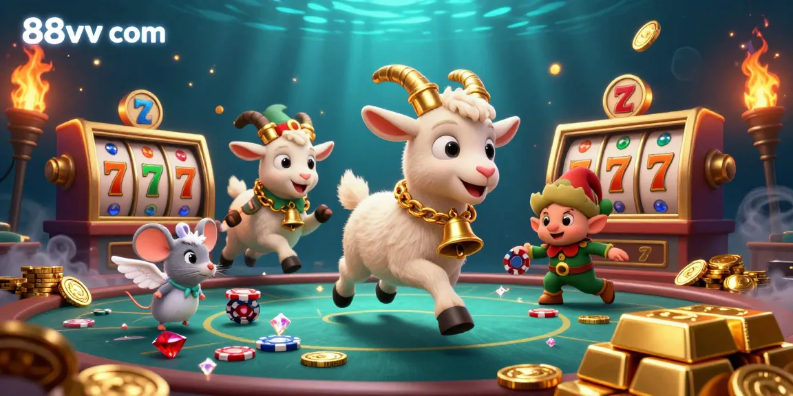 Experience thrilling gameplay at 88vv com with cartoon characters in a vibrant casino scene.