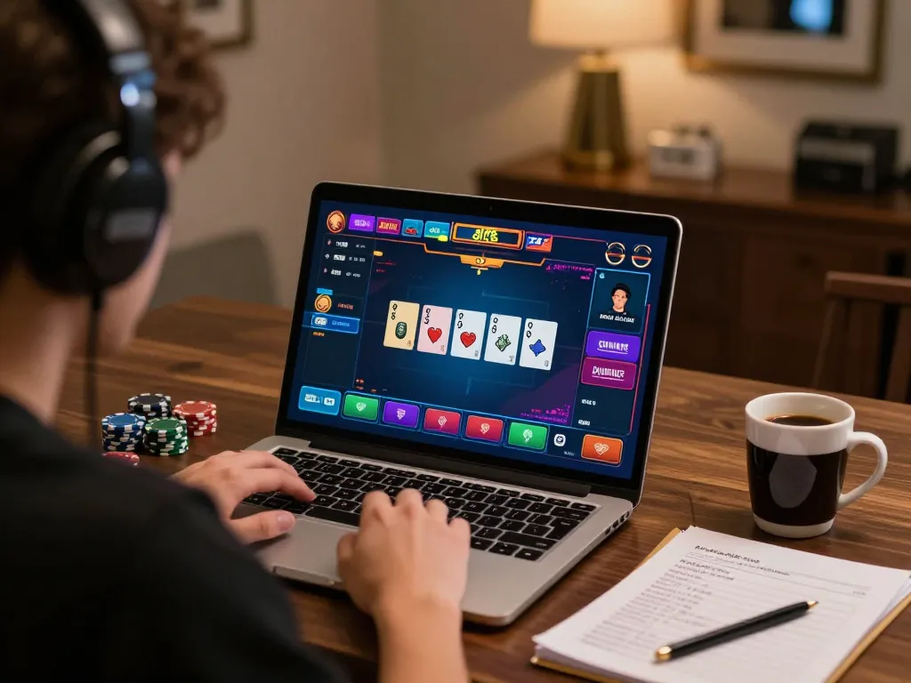 Engaging in online poker using SC88 as player focuses on tournament gameplay.