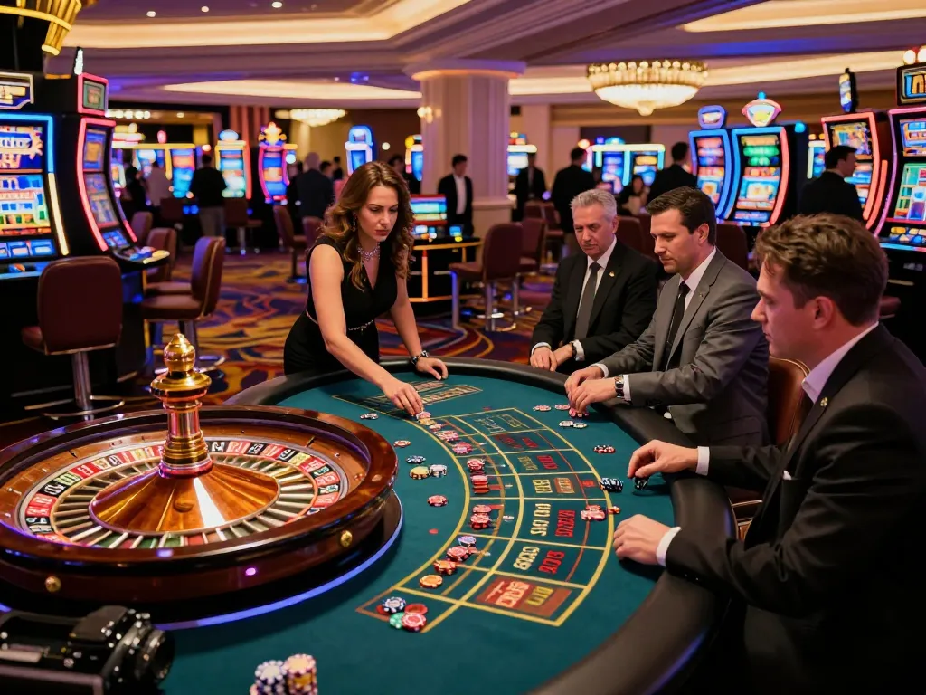 Kathleenmartincoaching focuses on betting strategies showcasing excitement at a roulette table in a Vegas casino.