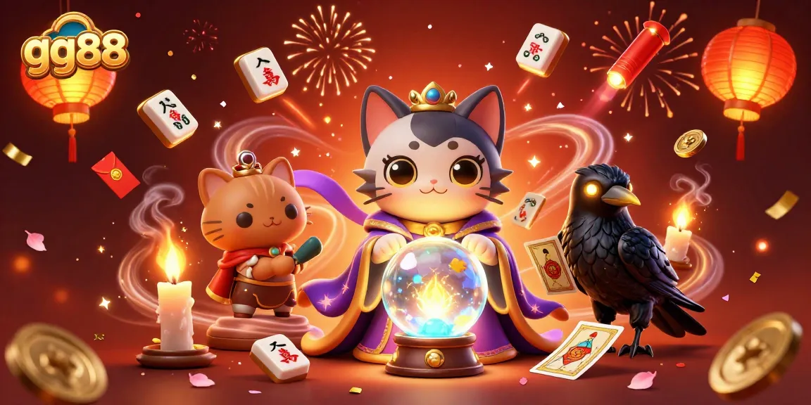Engage with GG88 in a lively casino scene, featuring magical elements and vibrant celebrations.