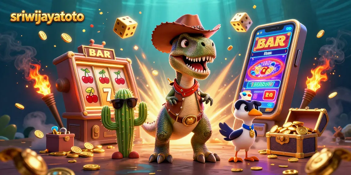 Experience sriwijayatoto's thrilling slots with cartoon characters in a vibrant casino scene.