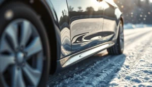 PPF winter road salt protection featured on a vehicle in a snowy setting.