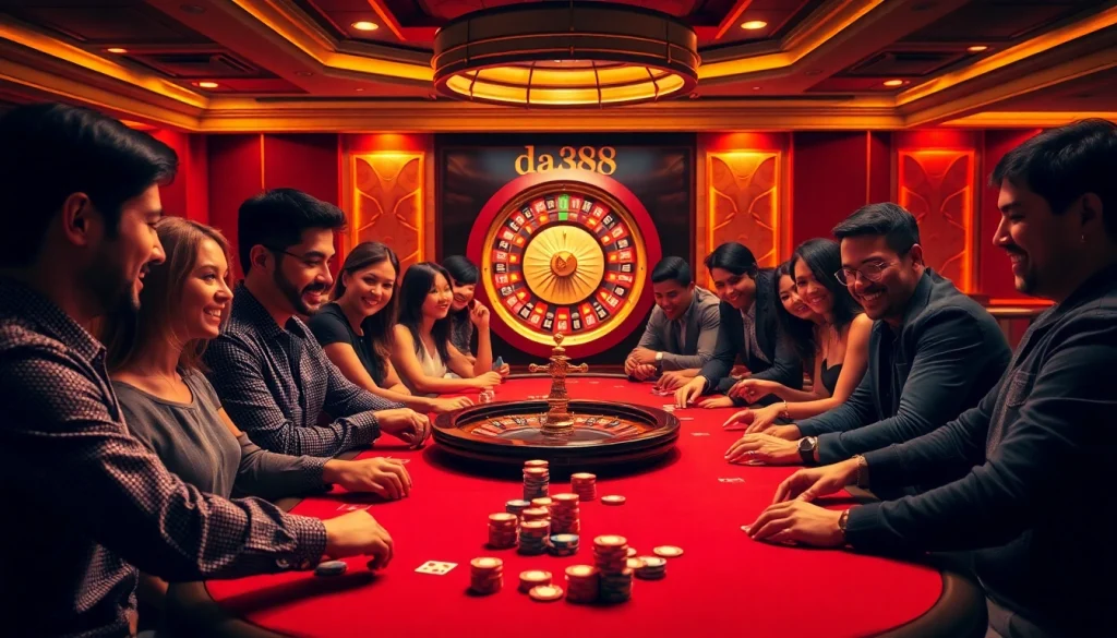 Experience the excitement of gambling at a luxurious casino featuring da88 themed poker tables.