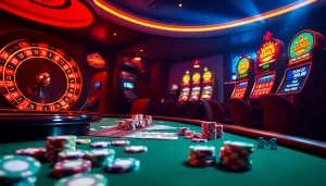 Lazadatoto offers a thrilling casino experience with players at the table, vibrant chips, and a roulette wheel.