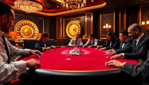 Players engaging in thrilling poker action at XX 88 casino table with vibrant chips and cards.