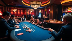 SODO casino scene with players at a poker table, featuring vibrant chips and roulette excitement.