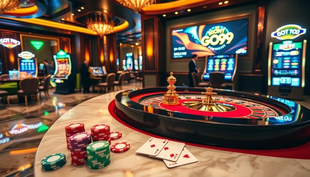 Experience GO99 with vibrant casino vibes and strategic betting at a luxury roulette table.