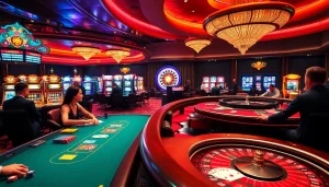 Enjoy thrilling games at casino ee88, with vibrant tables, excited players, and luxurious interiors capturing the essence of high-stakes fun.