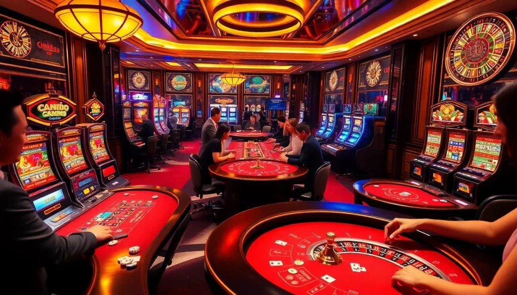 Excited players engaging at a luxurious casino with the theme '789win trang chu' highlighted.