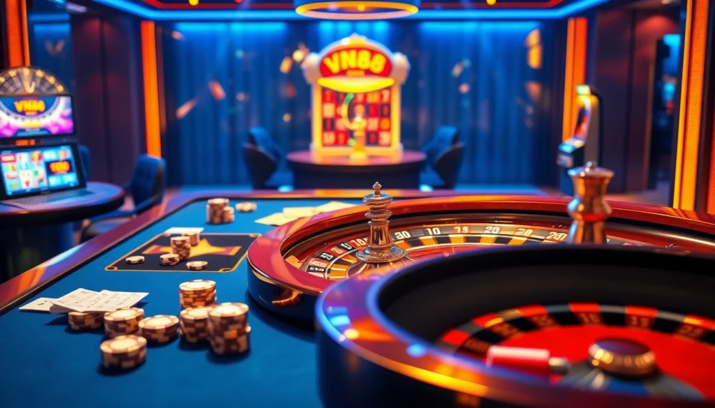 Experience thrilling gameplay at VN88's online casino with vibrant tables and professional ambiance.