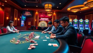 Experience the excitement of nhà cái 789win with a high-stakes poker game in a luxurious casino.