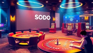 SODO66 players enjoying thrilling online casino games at a luxurious gambling platform.