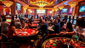SODO CASINO gaming scene showcasing exciting table games and vibrant slot machines in a luxurious setting.