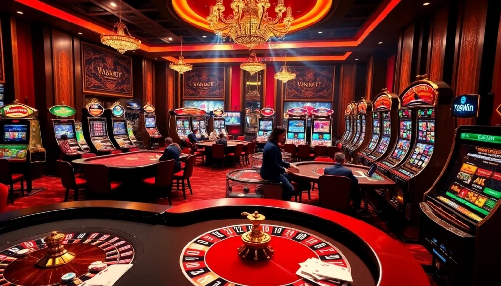 Exciting gambling action at 789win trang chu with vibrant casino games and players.