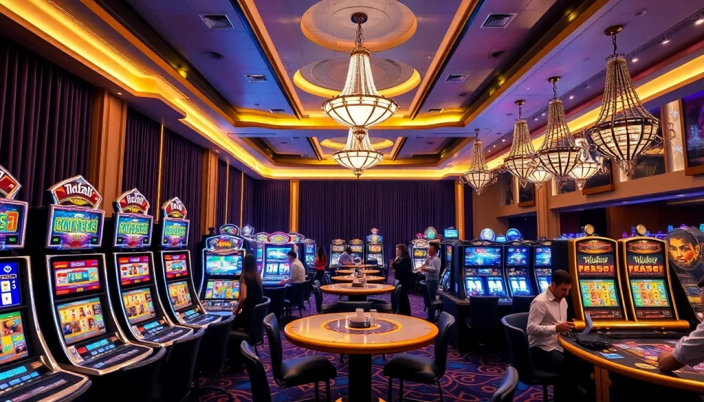 優塔娛樂城的現代賭場，展現迷人的遊戲環境和亮麗的燈光。